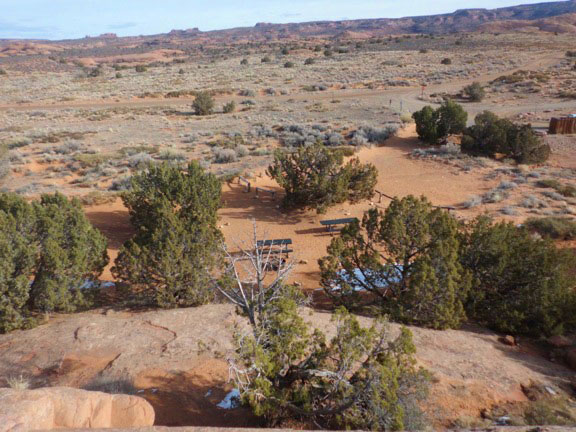 Overlooking Campsite E1 and Picnic Tables